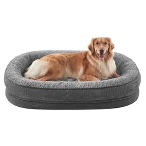 Pawk Orthopädisches Hundebett Grosse Hunde, Vierseitiges Nackenrolle Kissen Hundebett Orthopädisch, Memory Foam Hundekorb XL Wasserdicht rutschfest, Hundebetten Abnehmbar und Waschbar