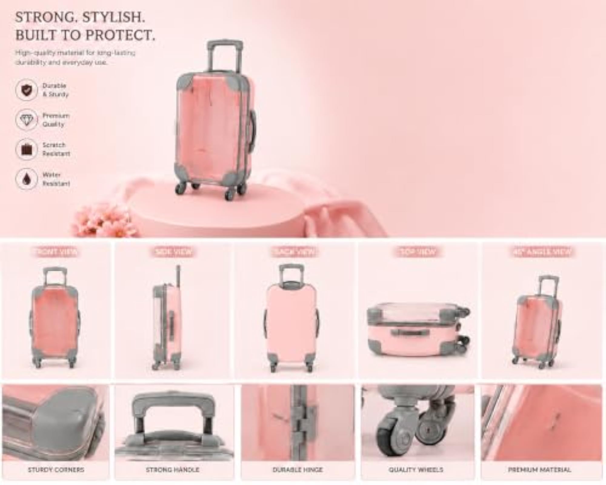 Mini Suitcase Travel Storage Case, Pink