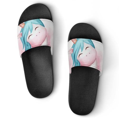 Claquettes femme licorne mignonne : chaussons de maison de bain et sandales slide