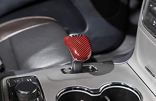 Miniatura 4 de Cubierta decorativa de ABS para palanca de cambios interior de automóvil para Jeep Grand Cherokee 2014 2015 (grano de fibra de carbono rojo)