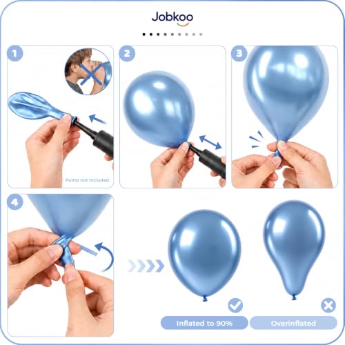 Image of Jobkoo Metallic Blue Balloons, 12 Inch Chrome Light Baby Blue Latex Balloon