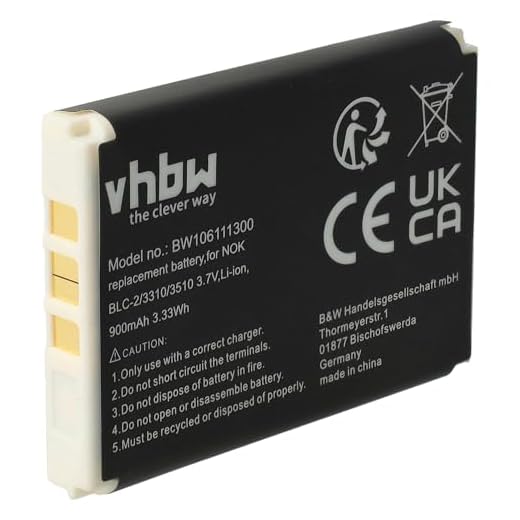 vhbw batteri passar Nokia 3310, 3315, 3330, 3360, 3390, 3410, 3510, 3510i, 5510, 6800, 6810 mobiltelefon smartphone telefon (900mAh, 3,7 V, litium)