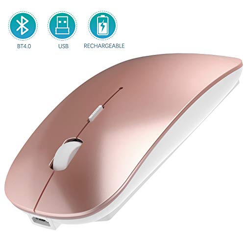 Bluetooth Wireless Mouse, Dual Mode Slim Rechargeable Wireless Mouse Silent Cordless Mouse