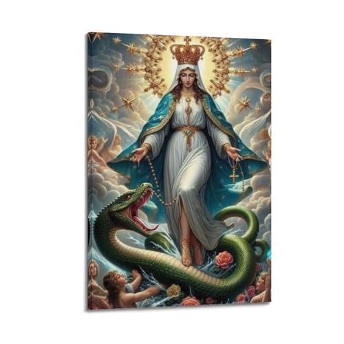 Peinture à l'huile religieuse pour une décoration de chambre apaisante sur toile