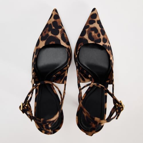 Women's Fabric High-Heel Slingback Shoes Bow Detail On The Front Elastic Strap Around The Back Pointed Toe Wedding Party Office Dance Pump3