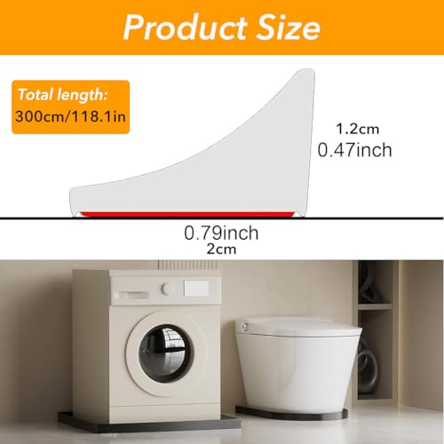 Image of HASTHIP 3M /118inch Water Stopper - Silicon Water Stopper with Glue Collapsible Waters Dam Barrier Self Adhesive Sink Splash Guard in Kitchen Waters Dam Barrier Strip for Shower, Bathroom Tub