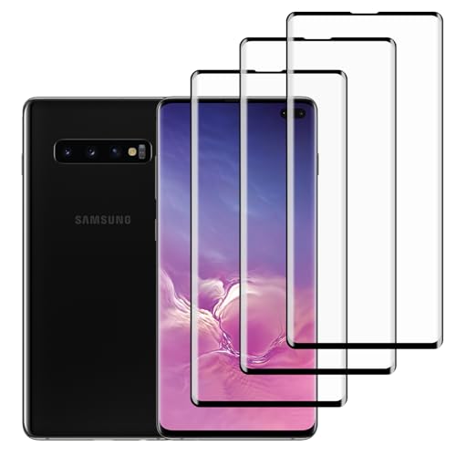 LERINNA [3 Pack Full Coverage Tempered Glass Screen Protector for Samsung Galaxy S10, Fingerprint Unlock[HD Anti-Scratch ] [9H Hardness] [3D Curved] Screen Protector For Samsung Galaxy S10