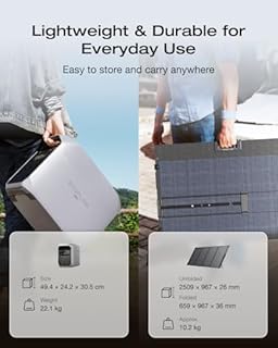 EF ECOFLOW Portable Power Station DELTA 3 Max Plus with 400W Bifacial Solar Panel, 1000W Solar Input, Expandable Capacity Up to 10kWh, 10ms UPS, Portable Power Station 2048Wh, Home Backup & RV Camping