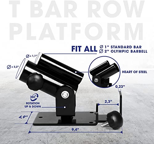 Image of Yes4All Exercise Machine Adjustable T Bar Row Attachment, D Row Handle /Landmine Handle Attachment with Textured Rubber Handles