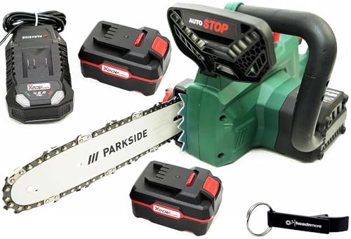 HEADNMORE® Bundle PKSA 20 - Motosierra con batería de 20 V y llavero HEADNMORE® (batería de 2 x 4 Ah)