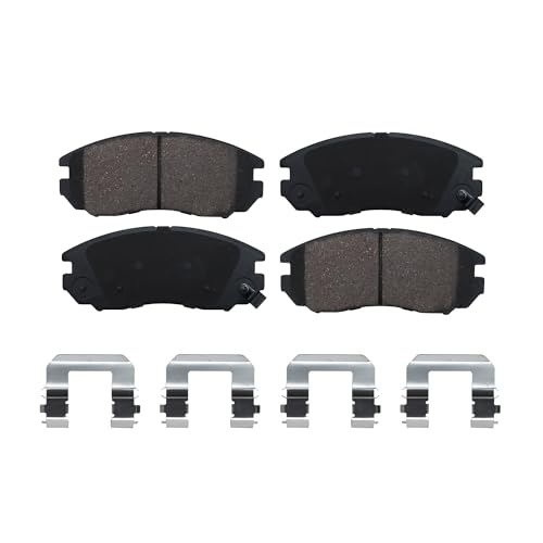 Image of Detroit Axle - Front Ceramic Brake Pads with Hardware Set Replacement for 2005 2006 2008 Hyundai Tiburon 2.7L - 4pc Set