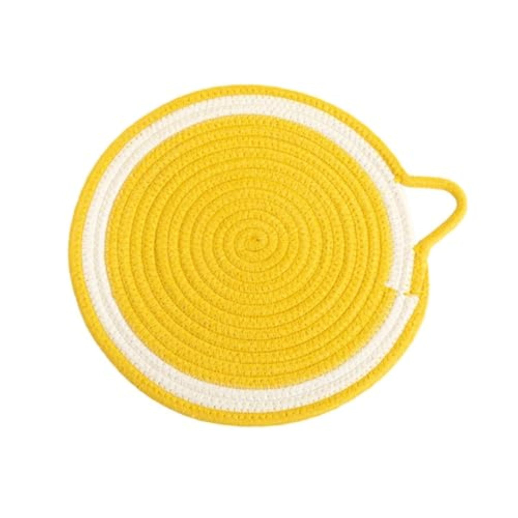 Lemon Round Placemat, Rustic Woven for Dining Countertop
