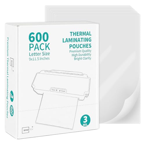 Image of Binditek 600 Pack Bulk Thermal Laminating Pouches, 3 Mil, 9x11.5 Inches Laminating Sheets, for Letter Size, Ultra Clear, Glossy, Hold 8.5x11 Inches, Heat Seal, Office School Supplies