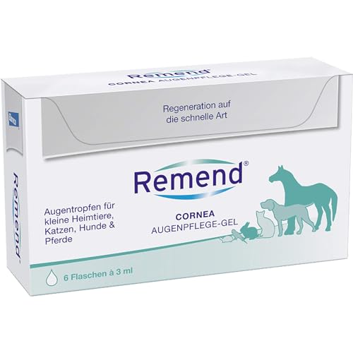 REMEND Cornea Augenpflege-Gel – regenerierende Augentropfen bei Hornhautschädigungen – sanfte Augenpflege für Hunde, Katzen, Pferde & kleine Heimtiere – 6 x 3 ml