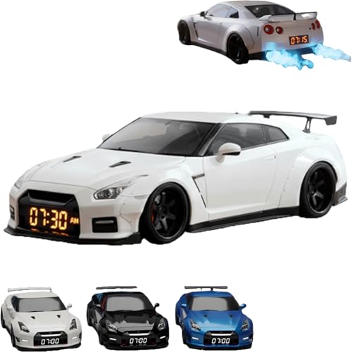 Hoytem 2026 New Hypercar Alarm Clock with Realistic Engine & Light Effects,Sports Car Alarm Clock,Collector’s Car Ornament Gift for Automotive Enthusiasts (White)