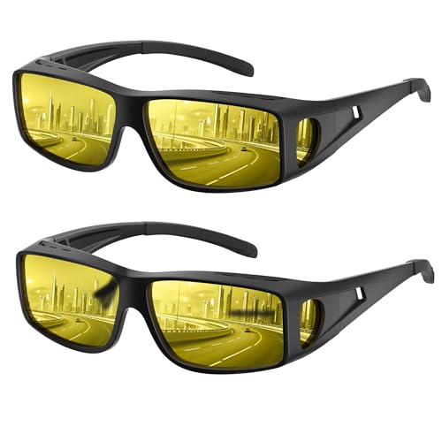 Fanshen Night Driving Glasses for Men Women, Fit Over Night Vision Glasses Anti Glare Polarized Lens...