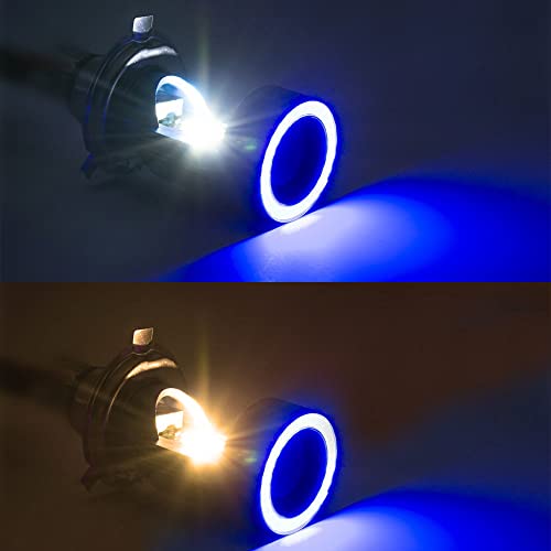 Lámpara LED para motocicleta H4 con ojo azul y luz blanca miniatura 4