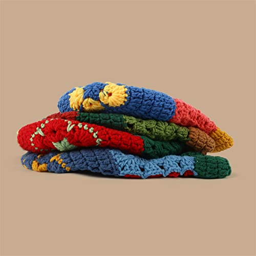 Miqil Women Hollow Knit Hat Floppy Contrast Color Crochet Bucket Hat Foldable Trendy Summer Autumn Fisherman Cap #TOP3