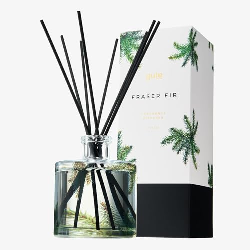 Fraser Fir Diffuser | 7.75 OZ | Notes Tree Imbedded Forest Firs & Pine Cones, Aromatic Woody Balsam - Home Fragrance Set Includes Reed Diffuser Sticks, Oil Glass Jar, Beautiful Gift