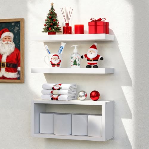 Top 10 Picks for the Best White for Bathroom Walls 5 RICHER HOUSE White Floating Shelves Set of 3, Modern Bathroom Shelves Wall Mounted Shelves for Wall Decor, Over Toilet White Wall Shelves for Bathroom Bedroom, Living Room, Kitchen