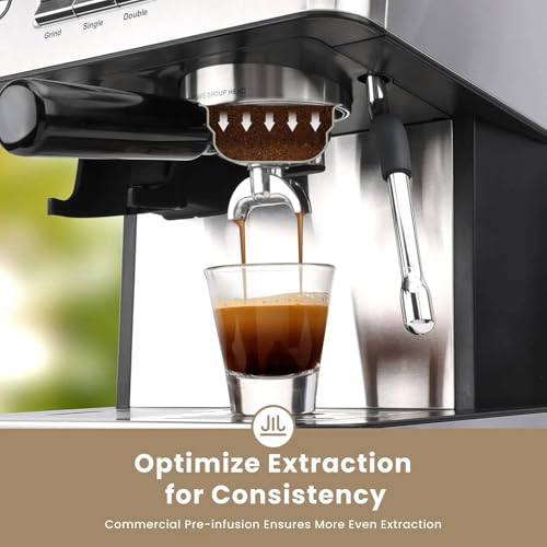 Image of Fastlink‚20 Bar Espresso Machine with Built-in Grinder & Milk Frother - Professional Coffee Maker for Barista-Quality Espresso at Home