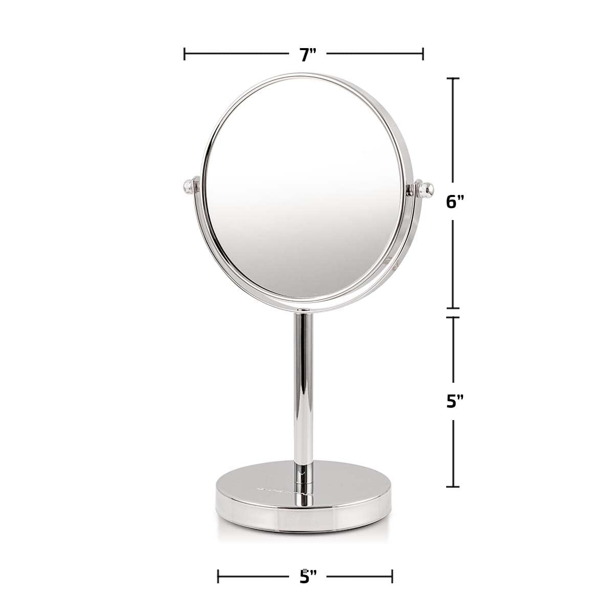 Ovente 6" Dual-Sided Makeup Mirror – 1x & 7x Magnification, 360° Swivel, Polished Chrome - View #4