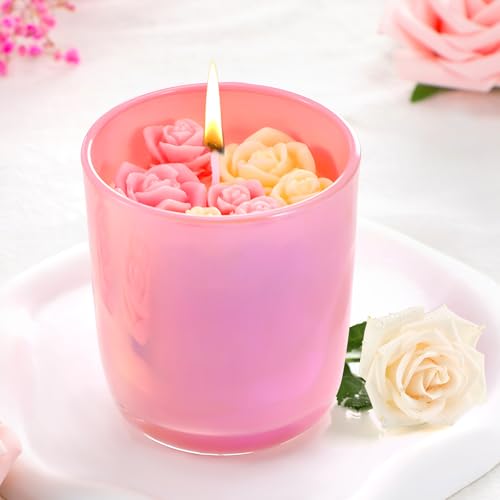 Tondiamo Valentines Scented Candle Rose Aromatherapy Candles Gift 9 oz 50 Hours Long Lasting for Women Pink Romantic Soy Wax for Wedding Anniversary Birthday Mother's Day Home Decor
