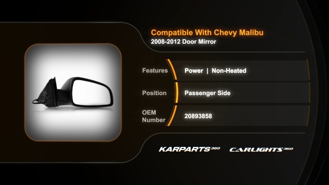 ESPEJO LATERAL IZQUIERDO CHEVROLET MALIBU 08 12 ELECTRICO PARA