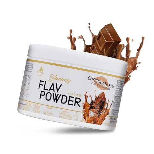 PEAK Yummy Flav Powder - 250g Geschmack Chocolate Kiss I 50 Portionen I Geschmackspulver zum Süßen fast ohne Kalorien und ohne Zuckerzusatz I mit Inulin und dem Verdauungsenzym Laktase I vegan