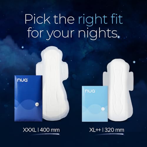 Image of Nua All Night Comfort Sanitary Pads | Pack of 16 (XXXL 400mm) | Extra Wide Core | Front to Back Coverage | Upto 12 Hours of Absorption | Super Soft and Breathable | No Rashes | 100% Toxic-Free