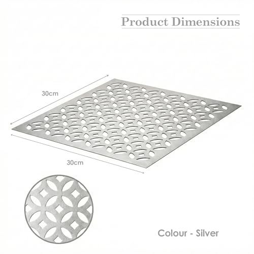 Image of Heart Home Leather Table Mats Set of 6 | Reusable Kitchen Dining Table Mat for Party, Wedding and Family Functions | Square Shape - Silver