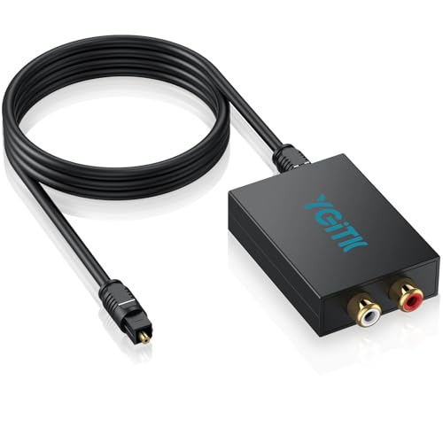 YGiTK Convertisseur DAC Audio 192kHz Convertisseur SPDIF vers RCA Numérique vers Analogique Optique vers RCA pour TVHD, Décodeurs, Lecteurs DVD/Blu-ray, Consoles de Jeux