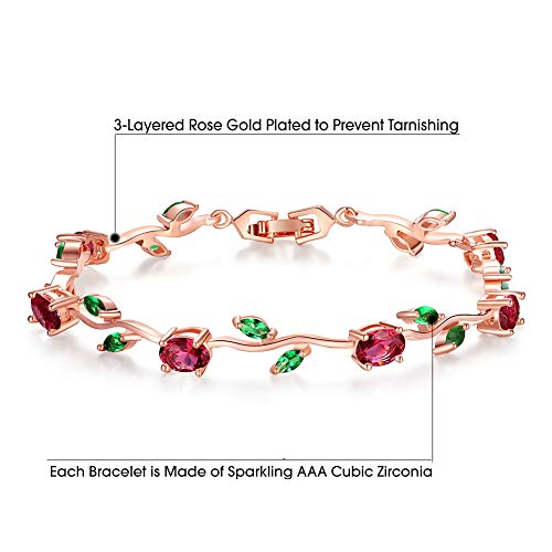 BISAER Lovely White Gold Plated AAA Cubic Zirconia Gemstone Flower Vine 7 Inches Bracelet for Mothers2