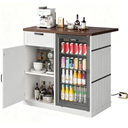 DWVO Mobile Fridge Cabinet with Power Outlet