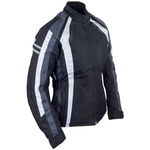 Roleff Racewear Blouson Moto Venise pour Femmes, Noir/Blanc/Gris, M