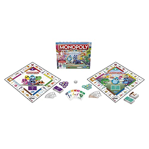 Monopoly-Il-Mio-Primo-Monopoly-Gioco-da-Tavolo-per-Bambini-dai-4-Anni-in-Su-Tabellone-a-2-Facce-Strumenti-di-Apprendimento-per-Famiglie