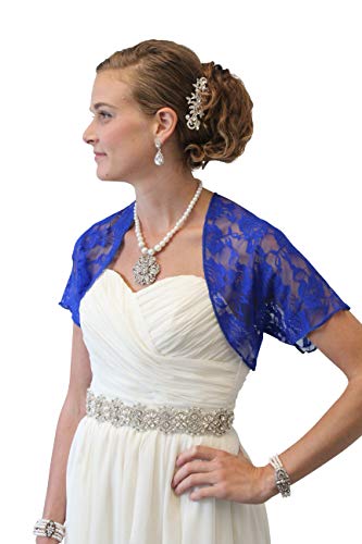 Royal Blue Lace Bolero, Lace Shrug, Wedding Shawl (XL, Royal Blue)