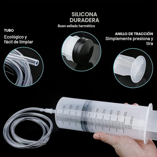 Miniatura 4 de Jeringa De Plástico Grande, Jeringuilla De Plástico Con Manguera, Reutilizables, Embalaje Independiente Para Laboratorio, Medición, Alimentación De Mascotas, Etc. 550ml