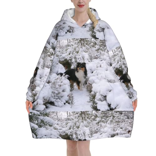 Sweat à capuche couverture flanelle Sheltie vêtement d'intérieur chaud à manches unisexe