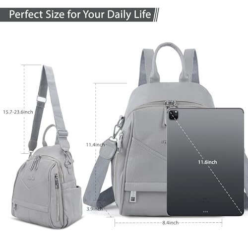 Image of Angel Kiss Small Backpack Purse for Women,Soft Vegan Leather Roomy Backpacks,Designer Ladies Shoulder Backpack Fashion Handbag with Removable Strap,Grey