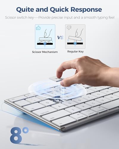 Image of TECKNET Wired Keyboard for Mac, USB & Type-C Dual Interface, Silent Click | Ultra-Slim Keyboard, Full Size with Numeric Keypad, Compatible with Apple MacBook Pro /Air, iMac Pro /mini