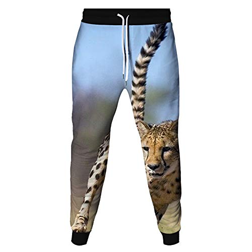 Surwin 3D Bête Créatif Hommes Joggers Pants, Mode Pantalons de Sport pour Hommes Pantalon de Survêtement Sweatpants Pantalons décontractés Doux et Confortables (léopard,L)