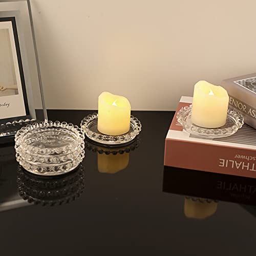 Ownmy 5Pcs Clear Glass Candle Plates Glass Pillar Candle Holder Plates, Transparent Glass Candle Coaster Holder Small Round Candle Trays For Pillar Candle Modern Candle Centerpiece For Table Wedding #TOP6