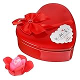 PRETYZOOM Caja de Flores de Jabón en Forma de Corazón Roja, Aroma Floral Romántico, Estuche Decorativo Adecuado para Regalos del Día Madre y San Valentín, Flor de Jabón Artesanal