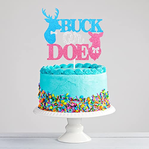 Buck Or Doe Gender Reveal Cake Topper - Baby Shower Blue Boy Or Pink Girl Gender Reveal Cake Topper - Buck Or Doe Gender Reveal Party Supplies #TOP5