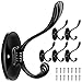 Produktbild 6 Stück, Schwarz Vintage Kleiderhaken Türhaken Haken Schlafzimmer Coat Hook Mantelhaken Dekorative Wand Haken für Hängende Garderobe