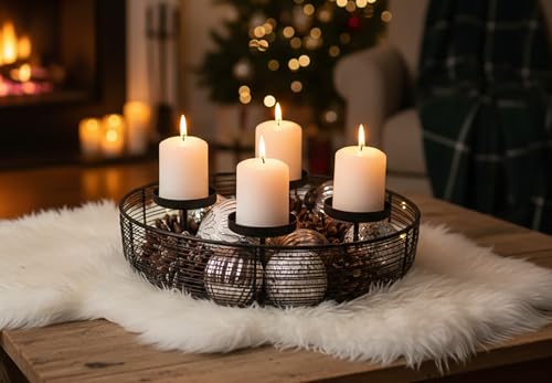 KAMACA Moderner Dekokranz Weihnachtskranz aus Metall in schwarz 37 cm...