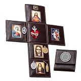 Altare Cattolico Portatile, Altare Palmare Cattolico Pieghevole a Mano, Devozione Portatile con Immagini Sacre e Medaglie Religiose per Ritiri, Viaggi e Prima Comunione