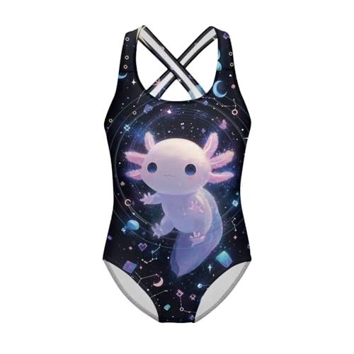 Image of Xpyiqun Swimsuit for Girls One Piece Bathing Suits Size 5-14 Sleeveless Swimwear Cross Shoulder Strap Swimming Wear