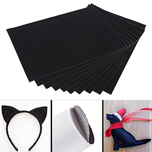 Kukyller Selbstklebende Filzbögen, 10 Stück, Samtstoff, DIY, selbstklebender Stoff, Samt-Flock-Trägerpapier, Filztapete für Dekoration, Nähen, Schmuckschatulle